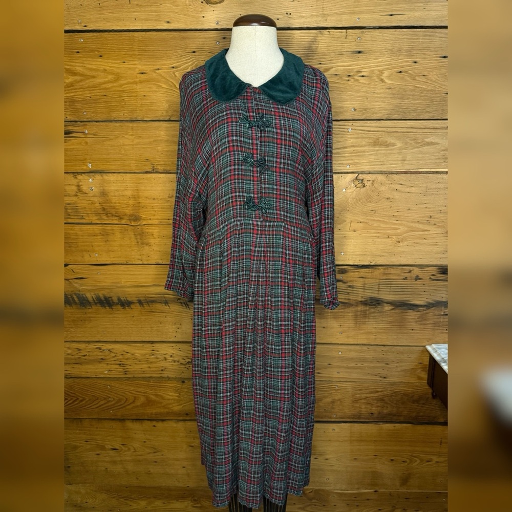 Vintage 1990s Country Wear Plus Clothing Company Plaid Western Dress